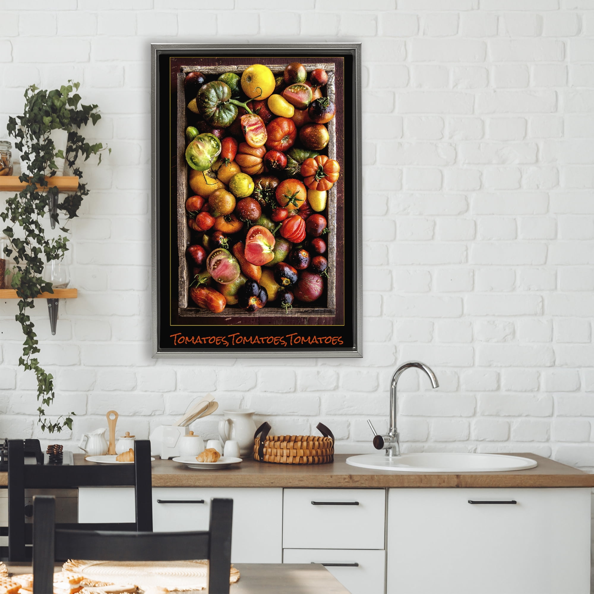 Stupell Industries Ripe & Bountiful Tomato Harvest Gray Framed Floater Canvas Wall Art, design by Carl Kravats