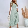 thumbnail image 3 of Oplxuo Summer Floral Maxi Dress for Women 2025 Vacation Ruffle Sleeve V Neck Wrap Spring Beach Wedding Guest Dresses, 3 of 6