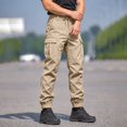 thumbnail image 5 of Cargo Tactical Jogger Pants for Men, Tapered Drawstring Elastic Waist Solid Color Outdoor Casual Trousers with Multi Pockets Khaki 2XL, 5 of 6
