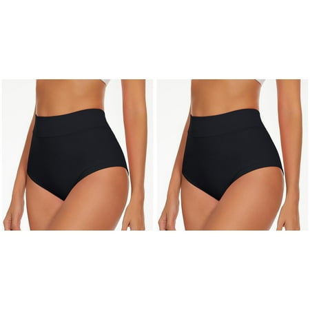 2 Pack Women High Waist Yoga Booty Shorts V Back Bikini Bottoms Swim Briefs Beach Shorts Ruched Bottom High Cut Swim Bottom Full Coverage Swimsuit Bottom Sports Yoga Shorts Swimbottom Womens Swims