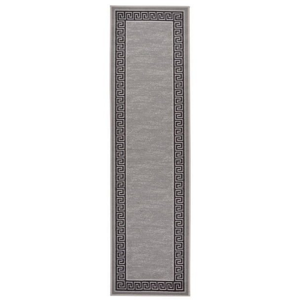 Meander Design Printed Slip Resistant Rubber Back Latex Runner Rug and