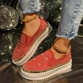 thumbnail image 2 of uvwlwu Women's Casual Shoes Fashion Breathable Mesh Rhinestone Decorated Platform Sneakers Comfortable On Walking Shoes For Women(Red,10), 2 of 9