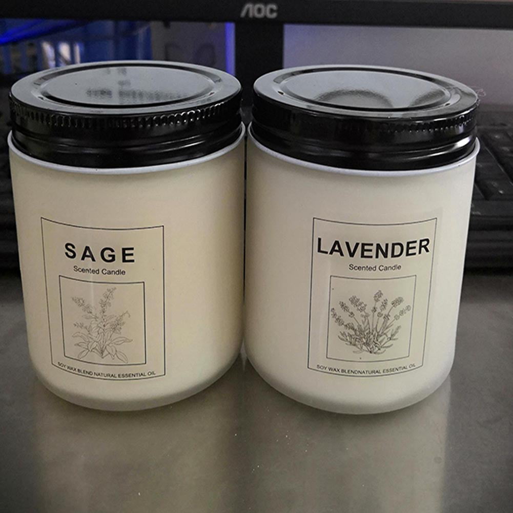 40hr LAVENDER & PEPPERMINT Triple Scented Natural Pillar CANDLE Herbal Gift 