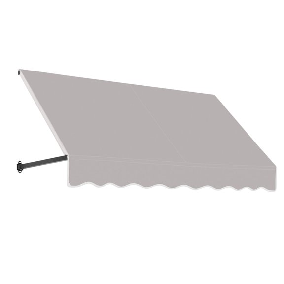 Awntech 5.38 Ft Dallas Retro Straight Slope Fixed Awning with Anodized Arms (64.5in x 16in x 30in), Gray