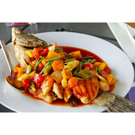 Canvas Print Colorful Sweet And Sour Yummy Fish Delicious Food Stretched Canvas 10 x (Best Fish For Sweet And Sour)
