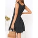 thumbnail image 2 of Vestido corto informal de verano con cuello en V, sin mangas, con botones y bolsillos para mujer, 2 of 6