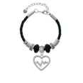thumbnail image 2 of Delight Jewelry Silvertone Large Clear Crystal Heart with Heartbeat Mom Celtic Knot Leather Bead Bracelet, 7"+2" Extender, 2 of 4