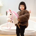 thumbnail image 4 of LKWLPD 39.38 Inches Kids' Stick Horses Stick Horse Plush Handcrafted Hobby Horse on a Stick With Wood Wheels Real Pony Neighing and Galloping Sounds for Kids Toddlers,White One Size, 4 of 7