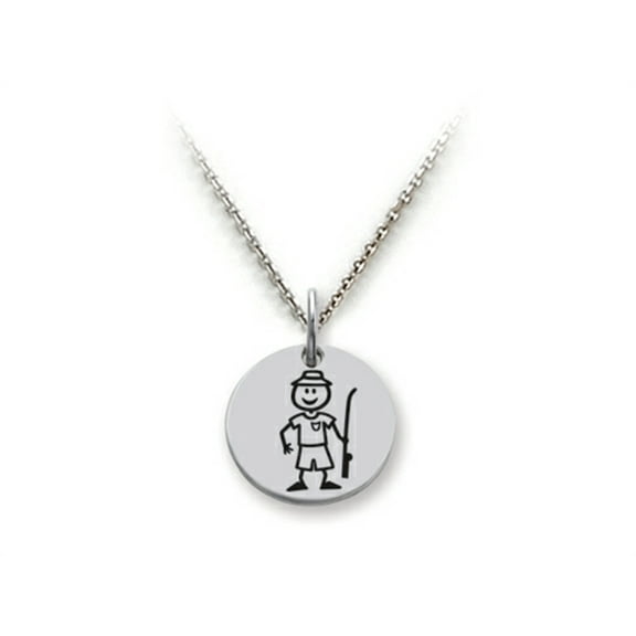 Family Values� 925 Sterling Silver Fisherman Dad Disc Pendant Necklace - Chain Included