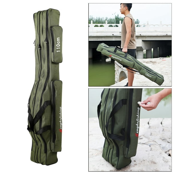 Siruishop Fishing Rod Storage Bag, Rod Carrier, Portable, Foldable Oxford 120cm Green 3 Layers 120cm