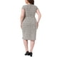thumbnail image 3 of Vestido de tweed para mujer de tallas grandes Agnes Orinda, vestido lápiz midi vintage con cuello cuadrado, mangas cortas, abertura lateral y cremallera, 2X blanco, 3 of 6