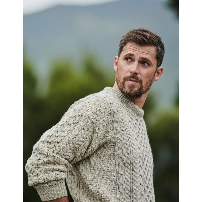 Aran Woollen Mills Men's 100% Wool Irish Cable Knit Fisherman