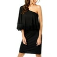 thumbnail image 3 of Trina Turk Womens Eastside Fringe One Shoulder Dress, Black, Large, 3 of 3