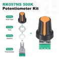 thumbnail image 3 of Uxcell 10 Set RK097NS 10K Potentiometer Kit, Single Linear Rotary Seal Amplifier Potentiometers with Knobs Nuts Washers for Circuit Connection Volume Control, Black/Orange, 3 of 7