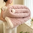 thumbnail image 6 of AYktou Luxurious Warm Flannel Throw Blankets, 39×59 Inch Cozy Thickened Bubble Plush Nap Blanket Soft Sofa Blanket Imitation Woven Pattern Quilt Festival Decor for Bed Couch Office Camping, Pink, 6 of 7
