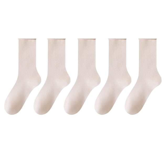 GreatBaby 5pc Women's Mid Calf Solid Color Socks Warm Breathable Multicolor Options for Daily Wear Suitable for Various Shoes(Multicolor,Free Size)