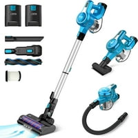 Inse 10-in-1 Lightweight Rechargeable Cordless Stick Vacuum Cleaner with 2 Batteries, 25kPa 265W Powerful Suction, Up to 90mins Run-time