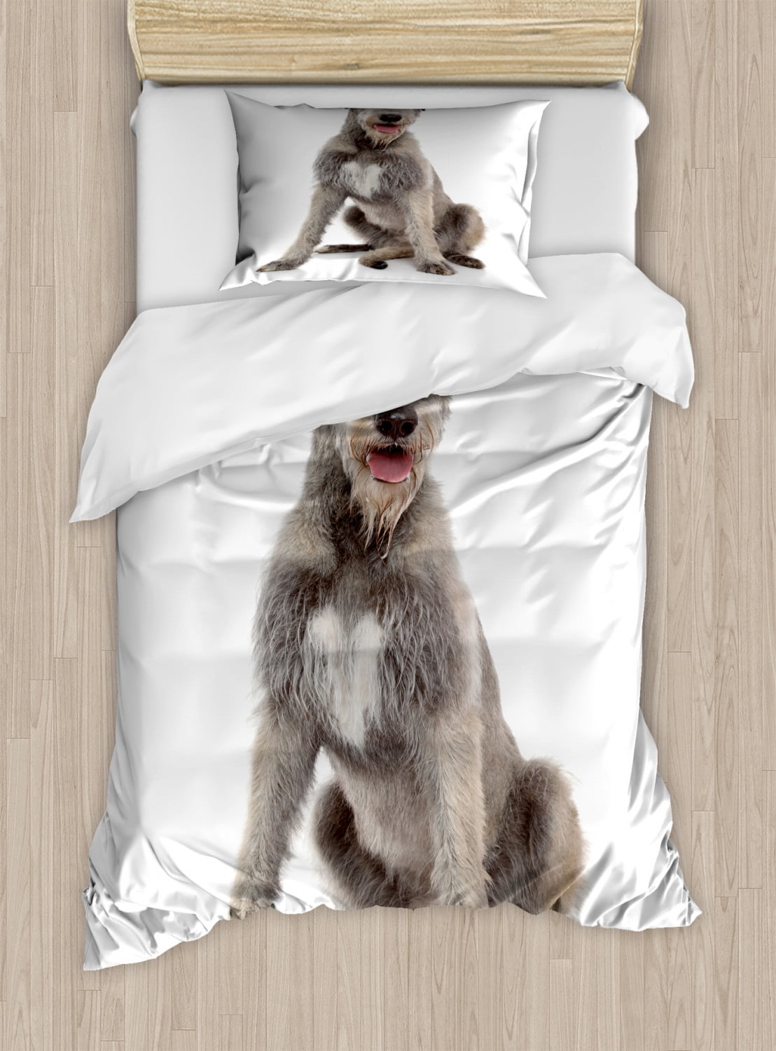 Irish Wolfhound Duvet Cover Set, Substantial Sized Sighthound Furry