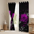 thumbnail image 3 of Manfei Romantic Rose Blackout Curtains Set of 2 (52x84 Each) for Lover, Couple Valentines Day Window Curtains, Black Purple Curtains and Drapes, Curtains Blackout Bedroom Decor, 3 of 6