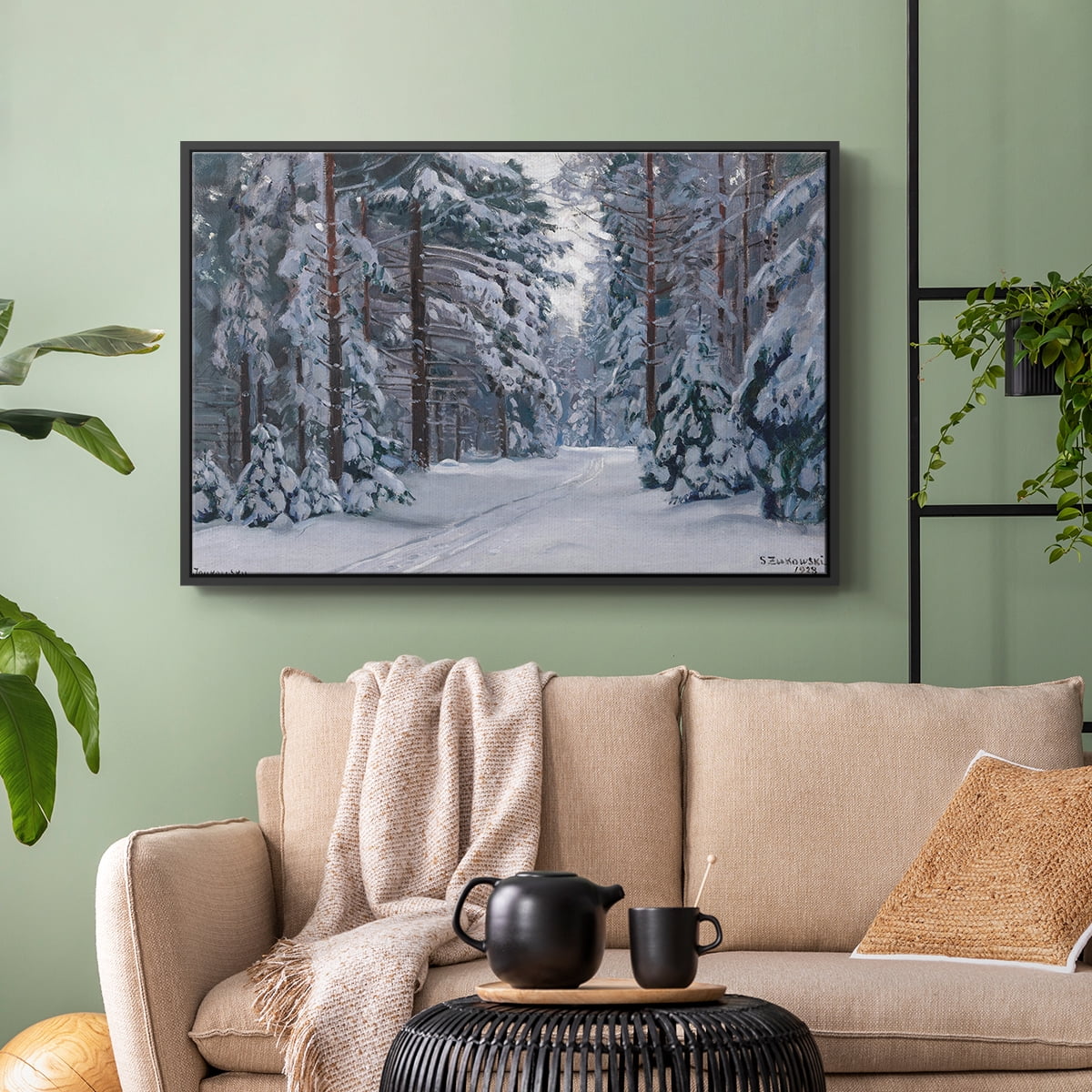Vintage Landscape-CCLXVII By Wexford Home Framed in Black Wood Gallery Wrapped Canvas 27 in. x 41 in.
