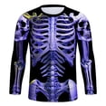 thumbnail image 4 of ZXLBBD Tshirts Shirts for Men Halloween Skeleton Print Long Sleeve Graphic Tee Crew Neck Slim Fit Theme Party T Shirts for Man Outdoor,Purple,XL, 4 of 5