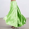thumbnail image 2 of Flowy Satin Full Circle Swing Skirt, Elastic Waistband for Stage Show Practice, Casual Wear, Halloween Belly Dance Tribal Performance, 2 of 4