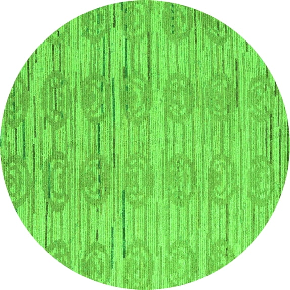 Ahgly Company Indoor Round Abstract Green Modern Area Rugs, 6' Round