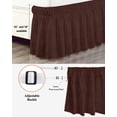 thumbnail image 3 of Solid Brown Bed Skirt King Size, Vintage Minimalism Abstract Denim Pattern Wrap Around Bed Skirting with Adjustable Elastic Strap, Dust Ruffle Pleated Bedskirts 16 Inch Drop for Bedroom King Beds, 3 of 9