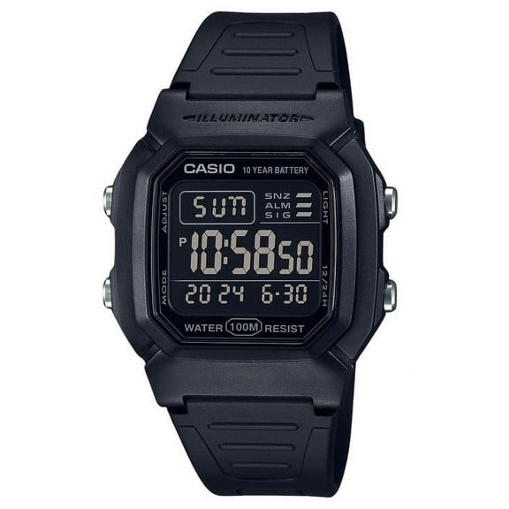 Casio Digital Black Resin Strap Quartz Men's Wristwatch, W-800H-1BV