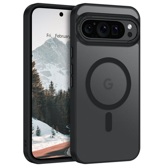 DOMAVER Google Pixel 9 Pro XL Case 6.8", Magnetic MagSafe Compatible, Slim Shockproof Protective Cover, Translucent Matte, Black