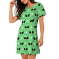 thumbnail image 2 of Balery alien cartoons Camisón de manga corta con cuello redondo para mujer, cómodo y elegante., 2 of 6