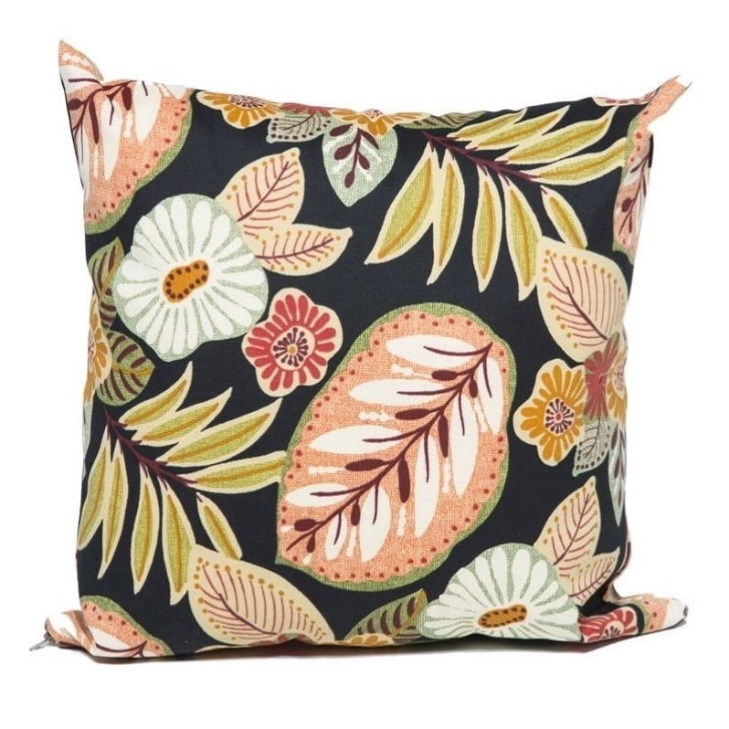 TKC Outdoor Throw Pillows in Black Tropical Floral (Set of 2)