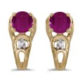 thumbnail image 1 of 10k Yellow Gold Round Ruby And Diamond Earrings, 1 of 2