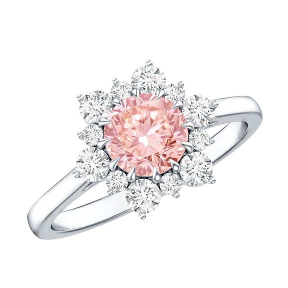 Rosec Jewels IGI Certified 1 Carat Lab Grown Pink Diamond Engagement Ring (VS1 Grade) - Fancy Pink and White Diamond Ring - Ready To Gift, 925 Sterling Silver, US 4.00