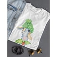 thumbnail image 3 of Lama In A Green Beanie  T-Shirt Women -Image by Shutterstock, Female Medium, 3 of 4