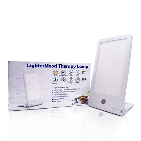 Light Therapy Lamp for Better Sleep, Mood, Energy, Focus- UV Free, 10000 LUX, 6500K Lumens- Adjustable Brightness, Rechargeable Battery via USB, Portable and Compact Design-FCC Approved