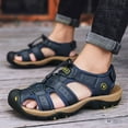 thumbnail image 5 of Lopsie Men's Outdoor Hiking Sandals Beach Sandals Leather Closed Toe Fisherman Sandal For Men, 5 of 12