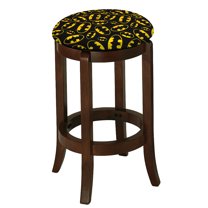 The Furniture King Wood Bar Stool Espresso Finish 24" Tall Kitchen Game Room Stool with Your Favorite Novelty Theme Fabric Covered Swivel Seat Cushion (Batman Logo)