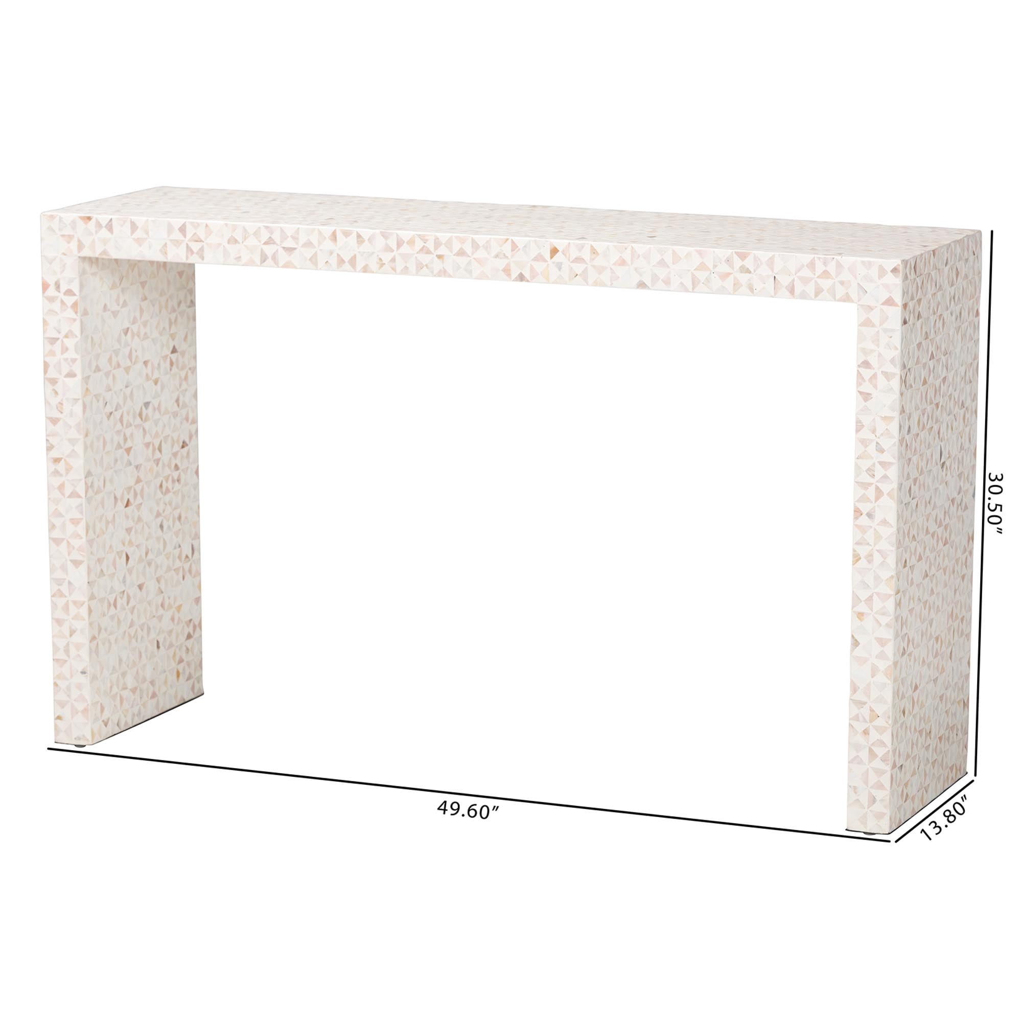 bali & pari Magara Coastal Console Table, Light Beige/Ivory