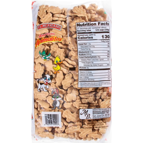 El Mexicano Animal Cookies, Animalitos, 1 Lb 8.69 oz (700g) Bag, 3 Pack