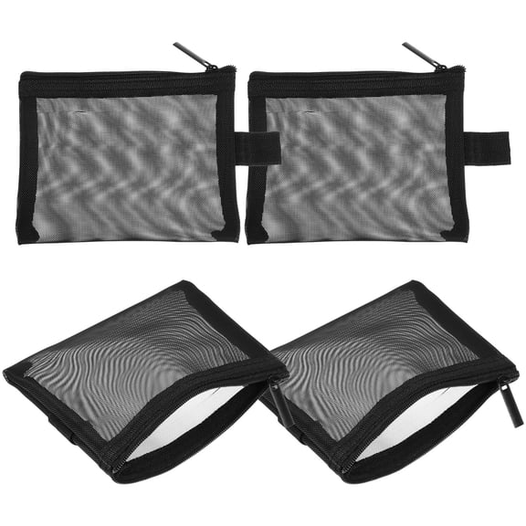 CTIRCHIU 4-Pack Black Mesh Travel Cosmetic Bags Small Makeup Pouches for Easy and Convenient Storage