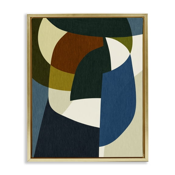 Stupell Industries Modern Asymmetrical Geometric Shapes Gold Floating Frame Canvas Art, 17 x 21, by Victoria Barnes
