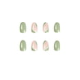 thumbnail image 5 of Simple green and white color matching French manicure, gel nail full coverage acrylic false nails, 24 pieces set, 5 of 5