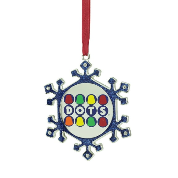 Northlight 3.5" Silver Plated Snowflake Dots Candy Logo Christmas Ornament - Blue/White