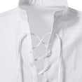 thumbnail image 5 of Mens Casual Vintage Long Sleeve Front Lace Up V-Neck Shirt Beach Tops Blouse, 5 of 11
