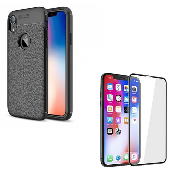 Ultra Slim TPU Case Reinforced Cover w 5D Tempered Glass Screen Protector Curved Full Cover Compatible With iPhone XR