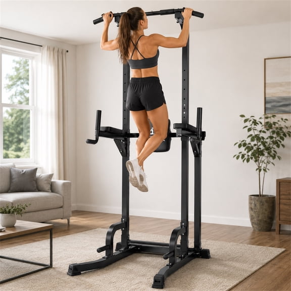 FED Fitness Sportsroyals, Adjustable Power Tower, 360 lb Pull Up Bar & Dip Station for Home Gym