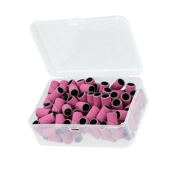 Unique Bargains 100 Pcs 120 Grit Nail Drill Bits Sanding Bands Gel File Polish Remover For Electric Nail Tools Rose Red