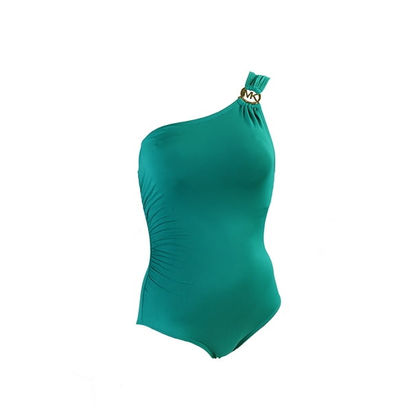 Michael Michael Kors Green One-Shoulder Hardware One-Piece Swimsuit 4 -  