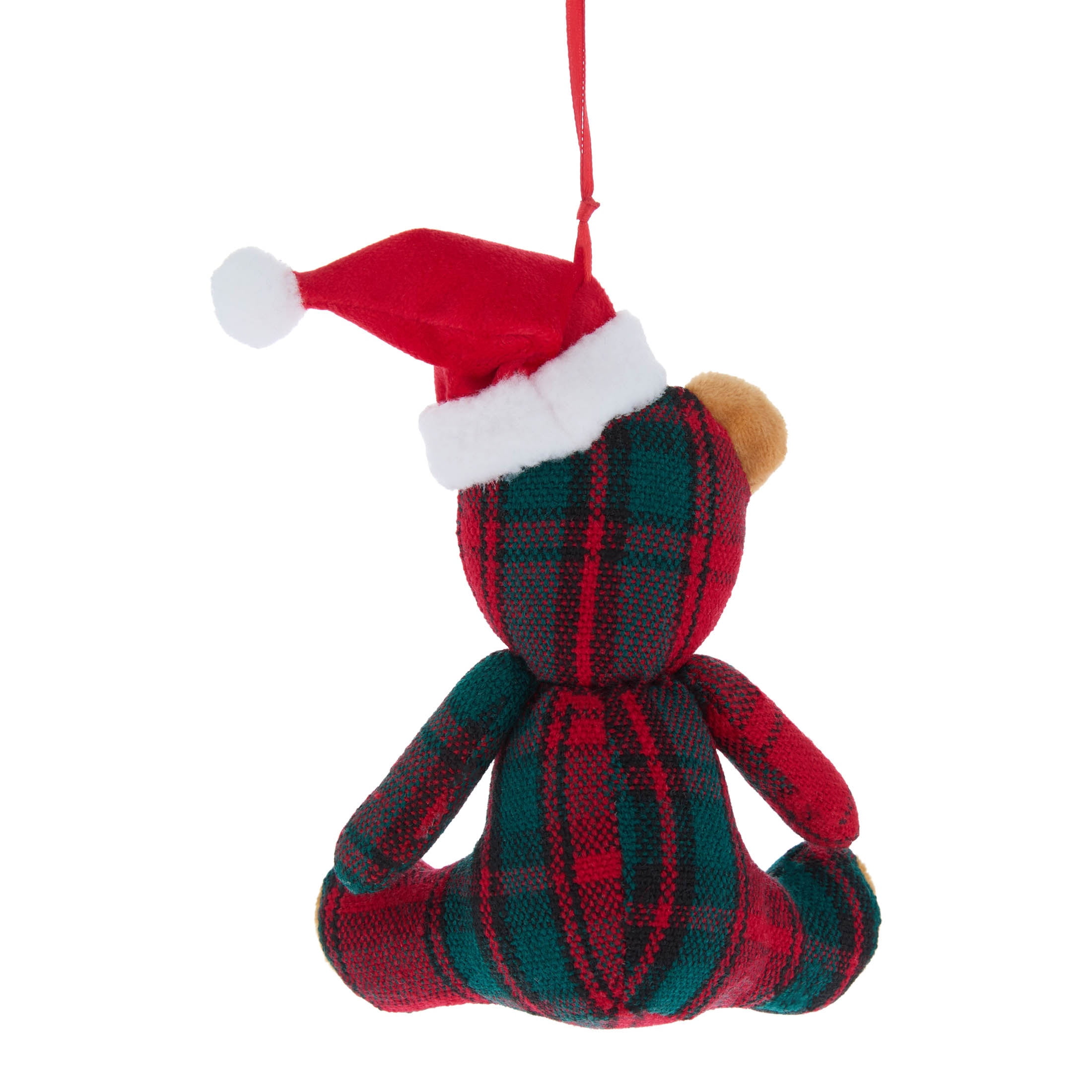Multicolor Plaid Fabric Bear Christmas Ornament, 5", by Holiday Time